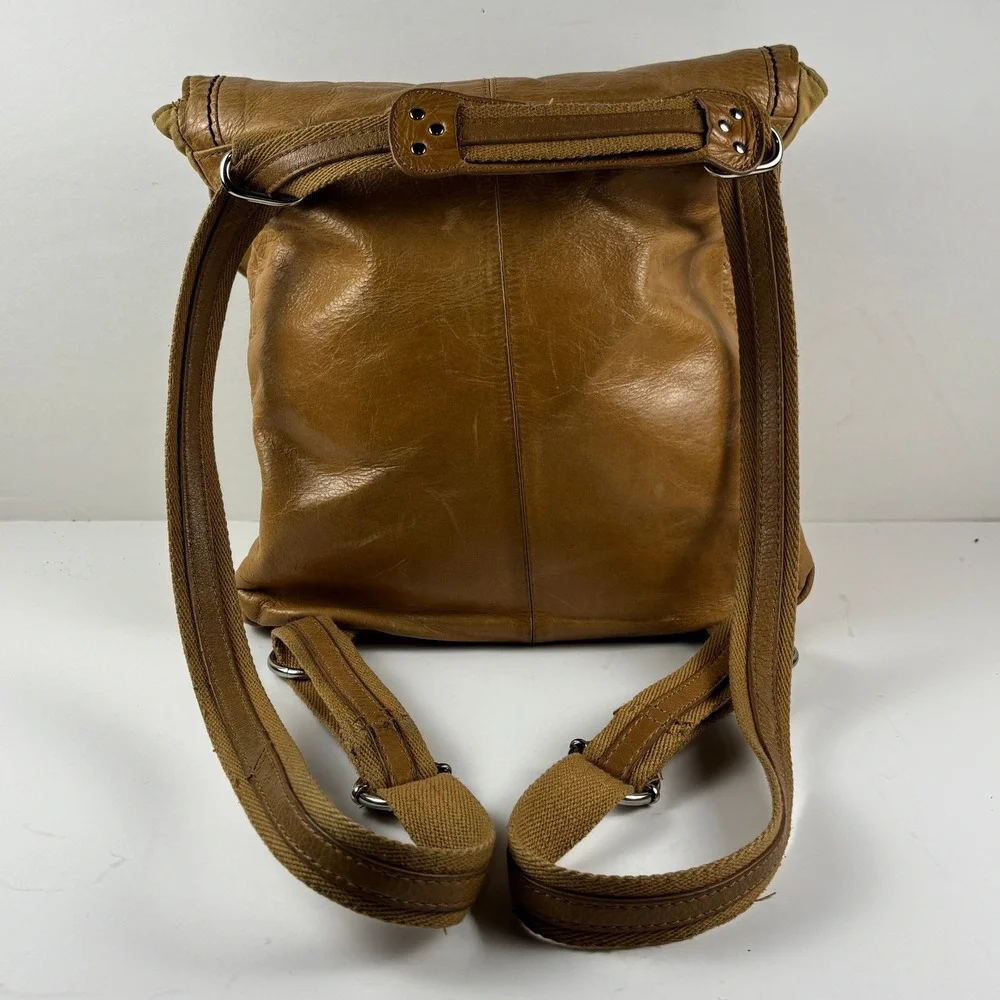 The‎ Sak Leather Backpack Women Medium Tan Brown Boho Studded Flap Bag